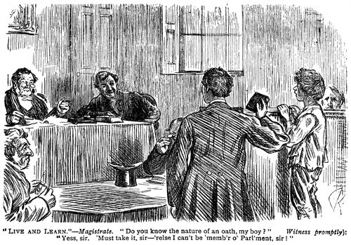 Boy in the witness box swearing an oath