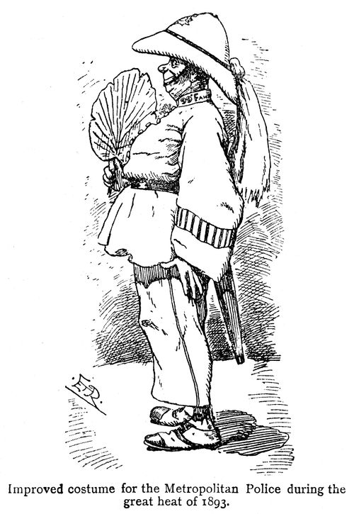Improved costume for the Metropolitan Police in the great heat of 1893