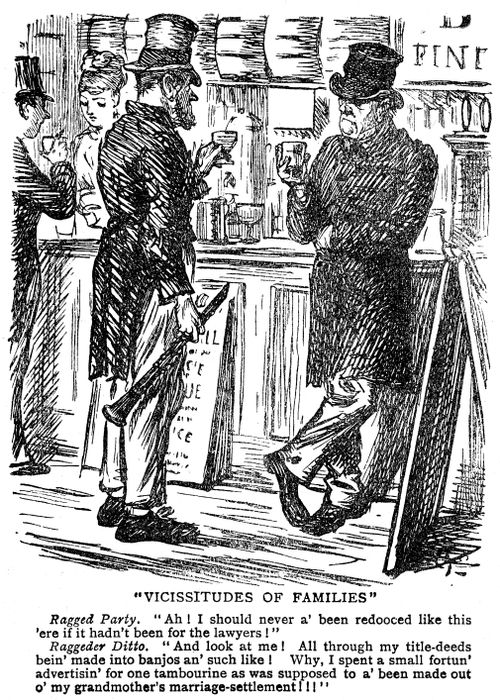Two ragged men talking about law