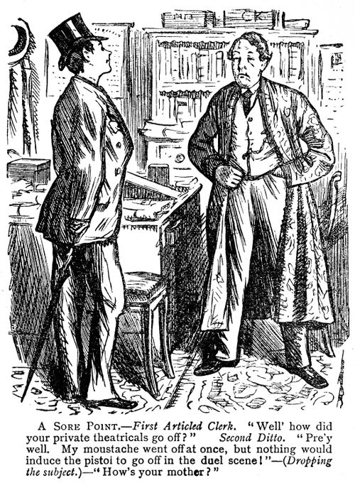 Articled clerks discussing amateur dramatics
