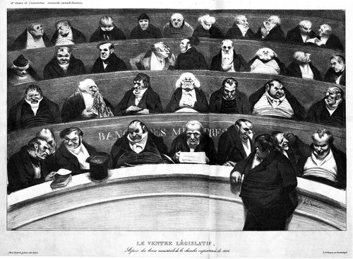 The Legislative Belly - View of the Ministerial Benches of the non-prostituted Chamber of 1834