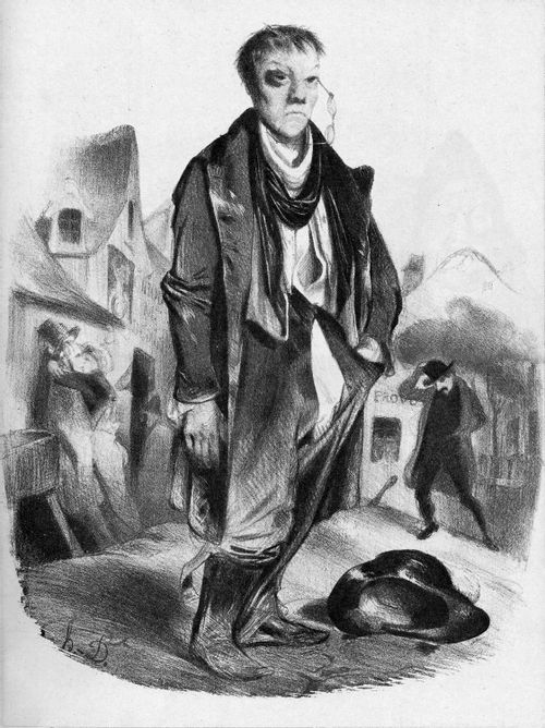 Working class man with a black eye and broken glasses