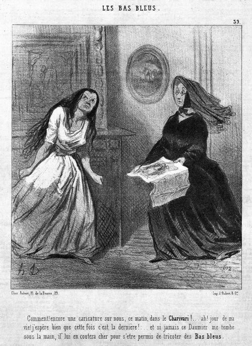 Blue Stockings - Blue Stockings outraged at another caricature about them in the Charivari
