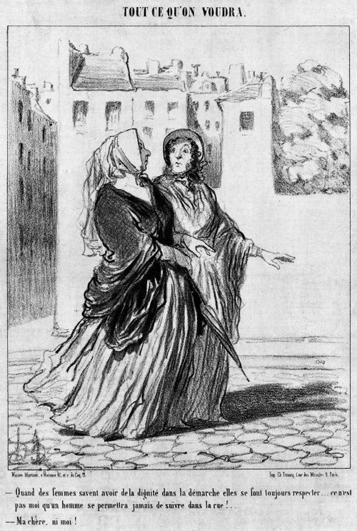 Suspicious man following his wife dressed as a woman