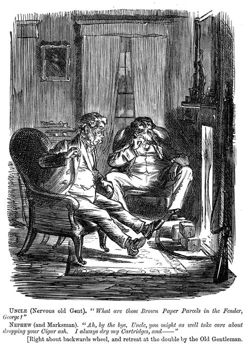 Uncle alarmed at learning his nephew keeps his cartridges in front of the fire