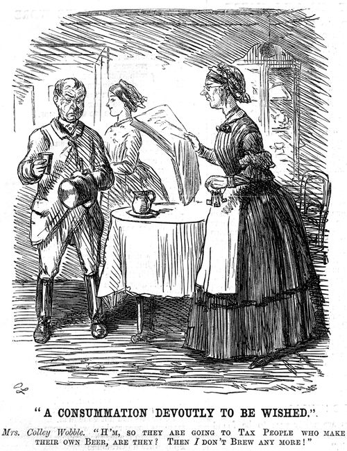 Tax on home made beer causes a woman to stop brewing