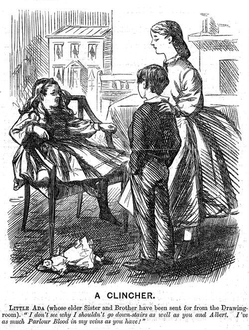 Child speaking to her older brother and sister