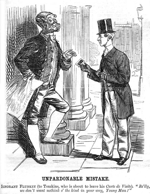 Guest leaving his carte de visite with a servant