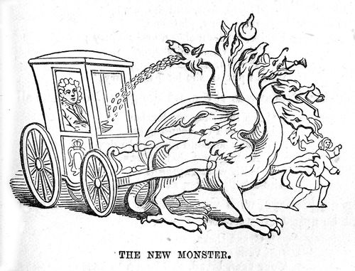 The 'New Monster' excise duties draws Sir Robert Walpole's carriage and pours money into his lap