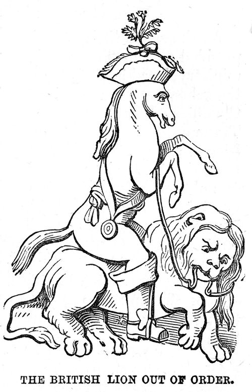 The Hanoverian horse riding the starved British lion