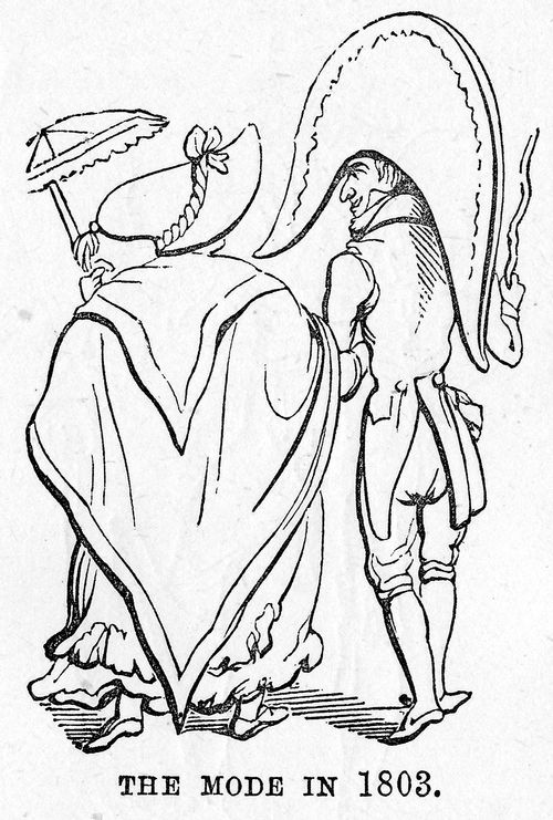 A couple dresed in the French fashionable clothing of 1803
