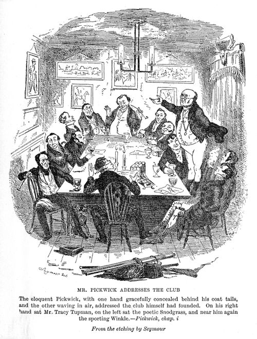Mr. Pickwick addresses the club
