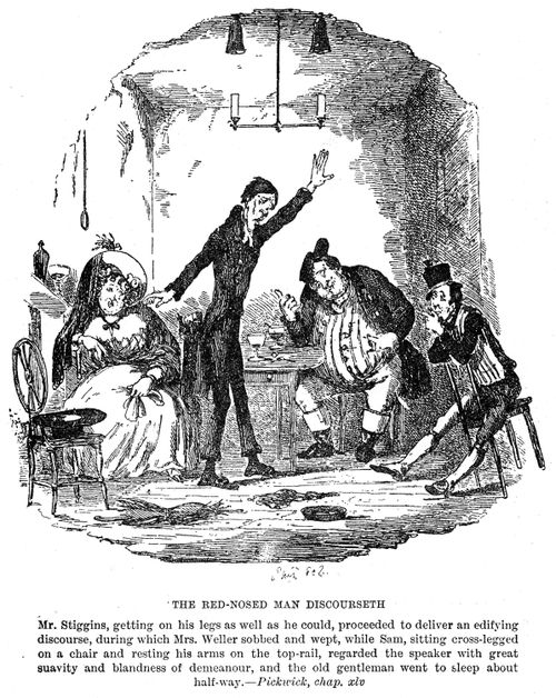 The red-nosed man discourseth