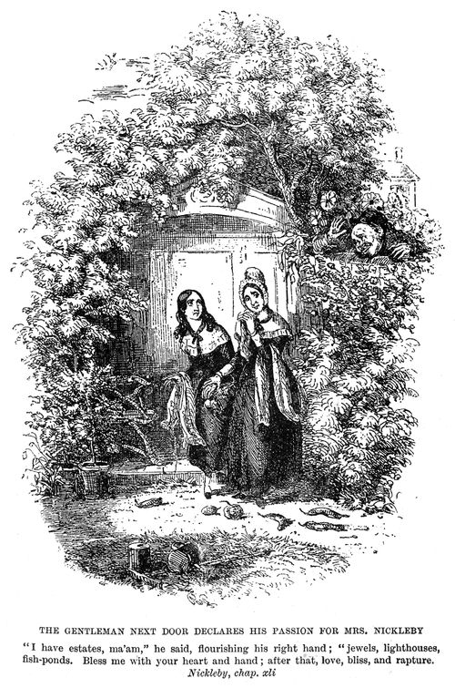The gentleman next door declares his passion for Mrs. Nickleby