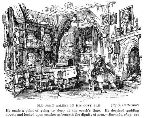Old John asleep in his cosy bar