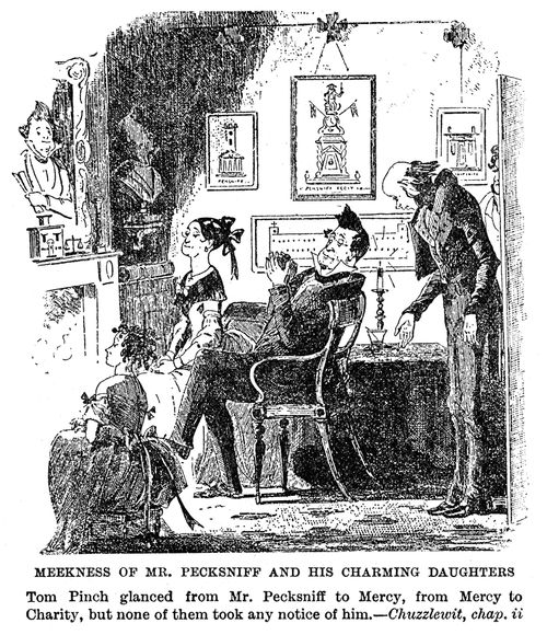 Meekness of Mr. Pecksniff and his charming daughters