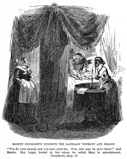 Martin Chuzzlewit suspects the landlady without any reason