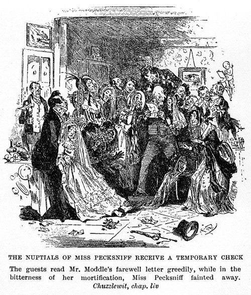 The nuptials of Miss Pecksniff recieve a temporary check