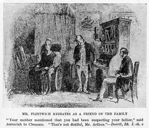 Mr. Flintwinch mediates as a friend of the family