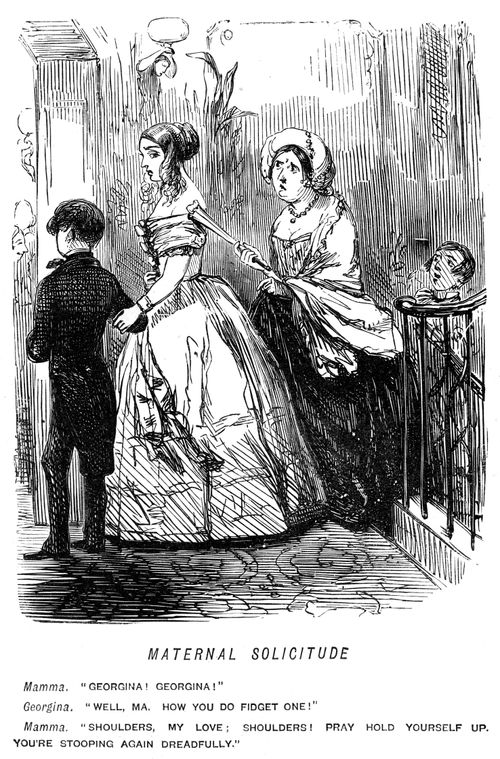 Mother commenting on daughter's posture
