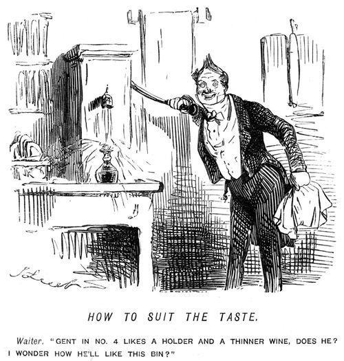 Waiter watering down wine