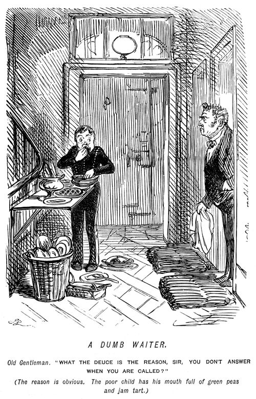 Servant boy caught with his mouth full of food