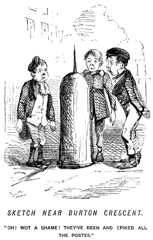 Boys looking dissapointed at a spiked post