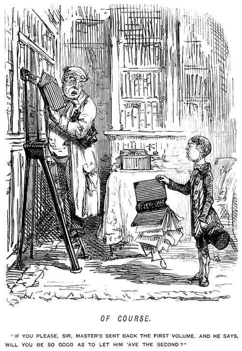 Master returns a ruined copy of a book to the librarian