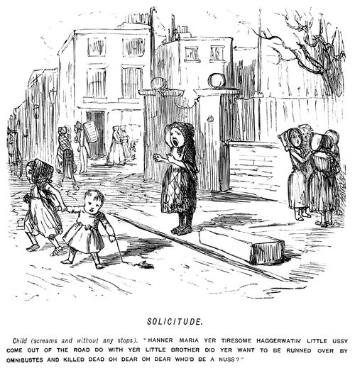 Girl shouting at children to stop playing in the road