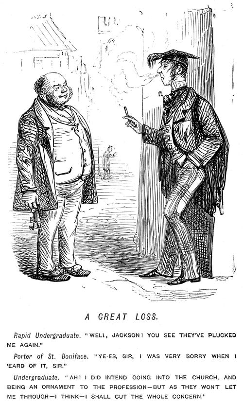 Undergraduate talking to college porter