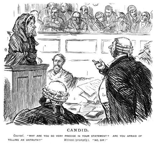 A witness giving testimony in court