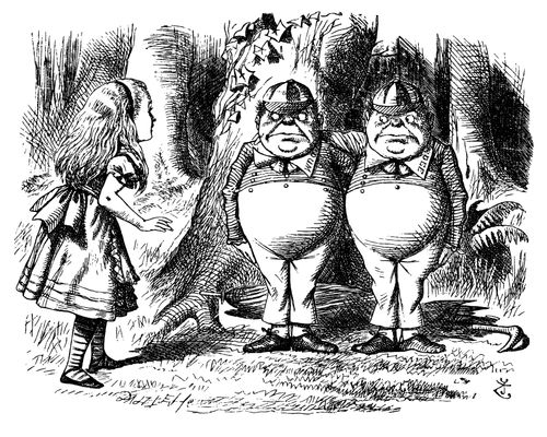 Alice Through the Looking Glass - Alice Meets Tweedledum and Tweedledee.