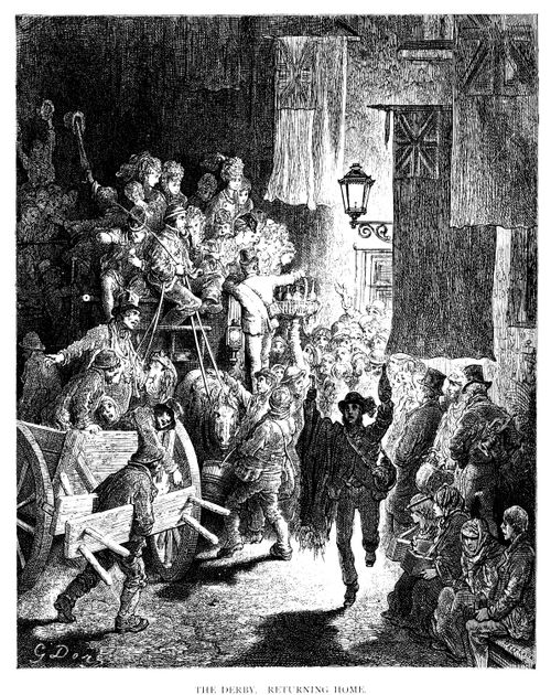 The Epsom Derby - Crowds return home in Omnibus from the Derby