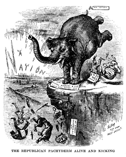 1880 Presidential Election - 'The Republican Pachyderm Alive and Kicking'