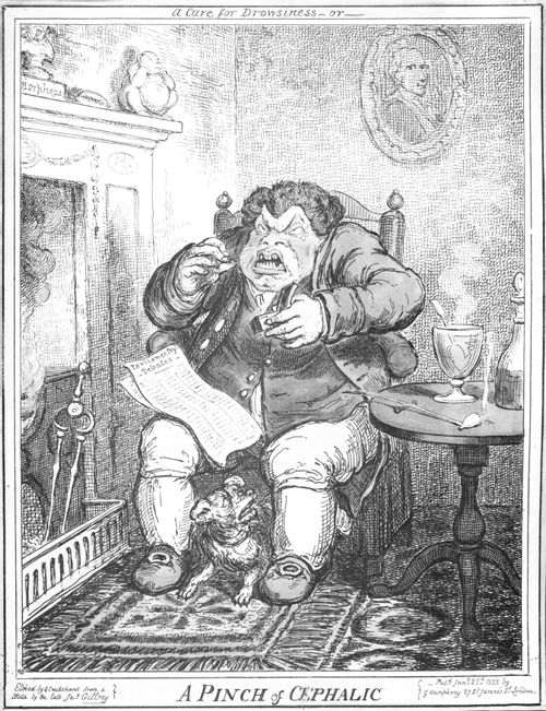 Cephalic Snuff as a Cure to Head Colds (After J. Gillray)