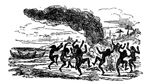 Robinson Crusoe - Cannibal Natives Dancing on the Beach
