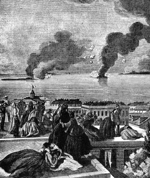 Beginning of Civil War- Bombardment of Sumter, View from Charlestown