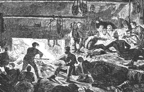 Winter Quarters in Camp - The Inside of a Hut