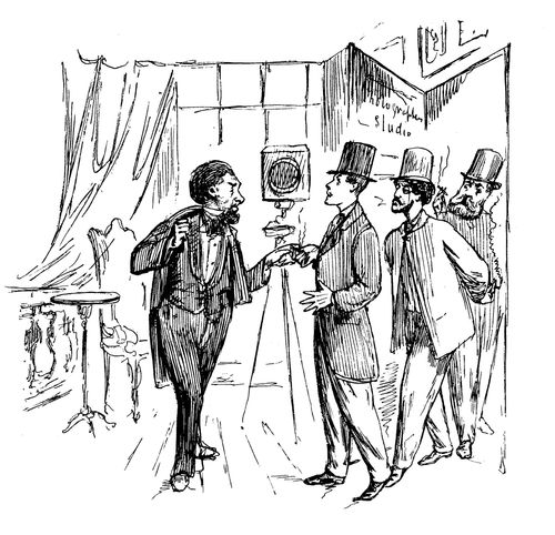 Victorian photographer welcomes artists to his studio (du Maurier, Whistler, T.R. Lamont).