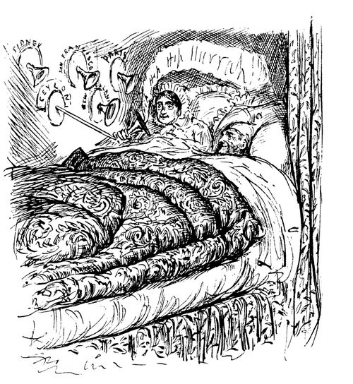 Victorian couple in bed.