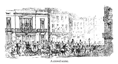 A crowded scene.
