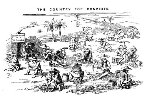 The imaginary consequences of Punch's scheme for sending convicts to California.