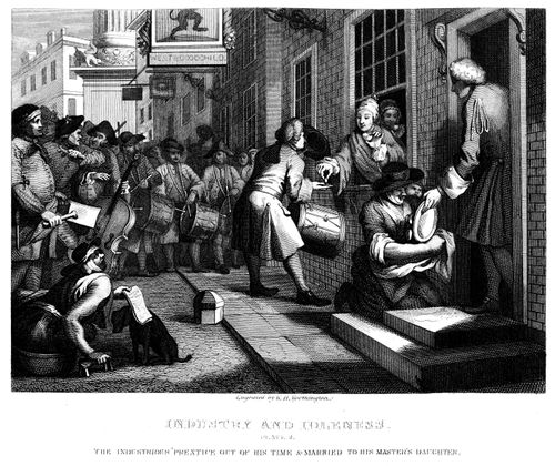 Industry and Idleness - The industrious apprentice out of his time and married to his master's daughter.