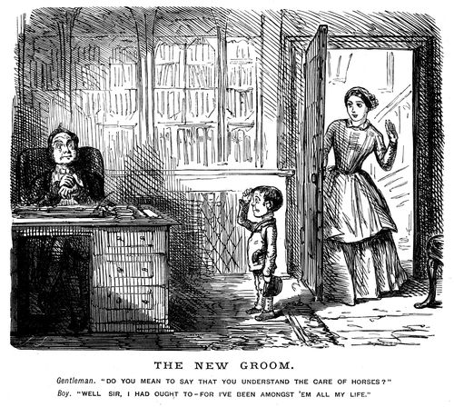 A very young man being hired as a groom.