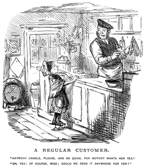 A shopkeeper dealing with an irritating customer.