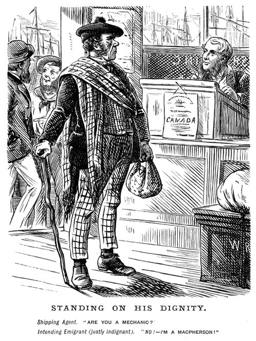 A scotsman being misidentified by a shipping agent.