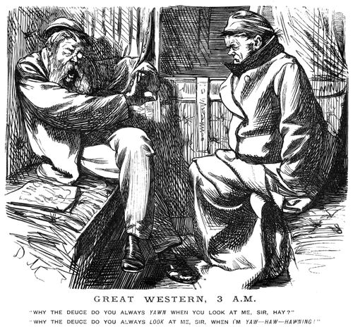 Two men arguing on a train journey