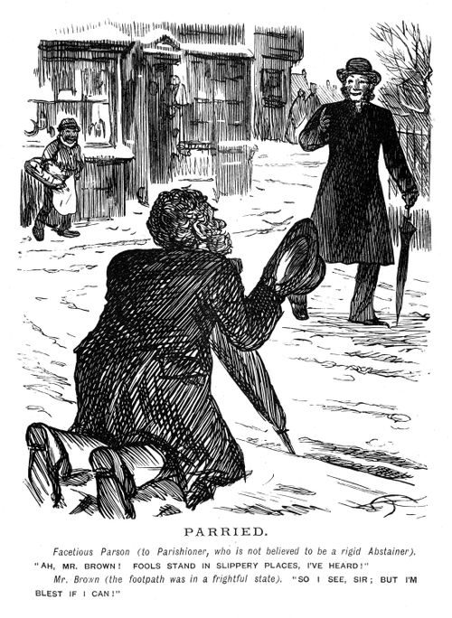 A man having difficulty standing up on the icey path