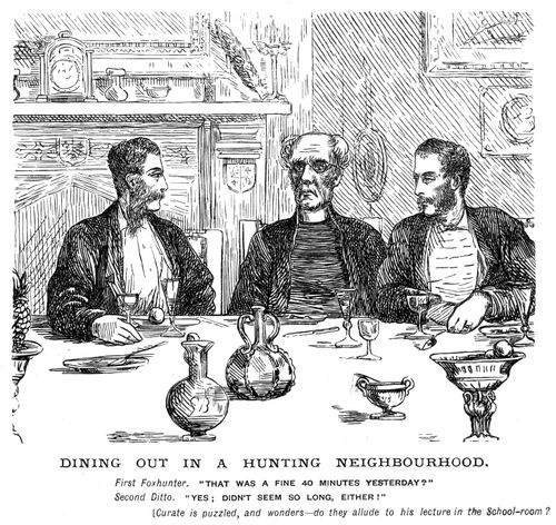 A curate dining with some hunters