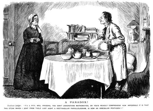 A man unhappy that his steak has been partially eaten by someone else